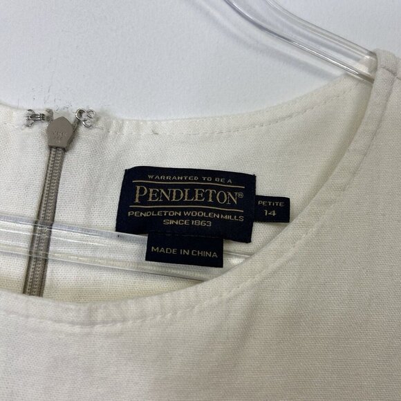 Pendleton Linen Dress Womens Size 14 Petite 14P Beige Sleeveless - Picture 3 of 10